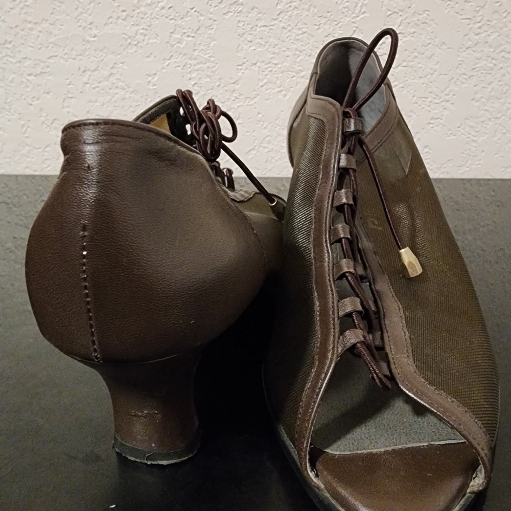 Prada Dark Brown Lace-Up Heels